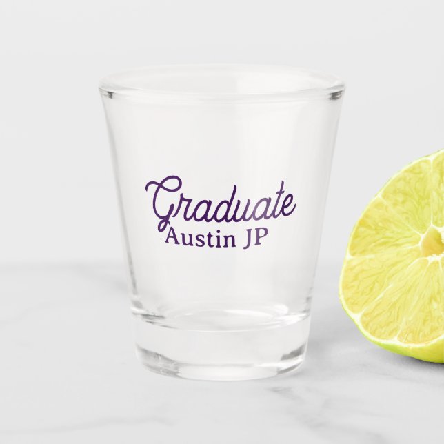 Verre A Shot nom de remise des diplômes violet simple minimal s (Devant)