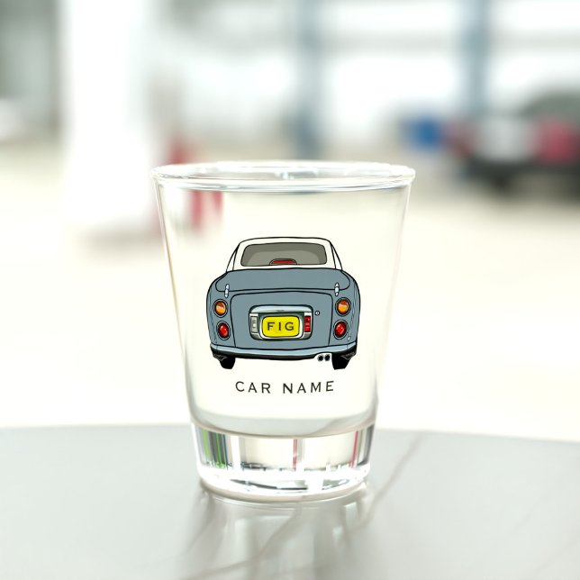 Verre A Shot Nom De Voiture Lapis Gris Figaro Figaro Figaro Tir (A fun figgy shot glass with space for your car name )
