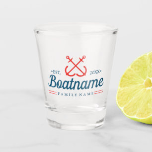 Verre A Shot Nom du bateau Marine Bleu Nautique Moderne