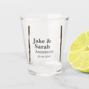 Verre A Shot nom du couple cadre doré gris bordure date de mari