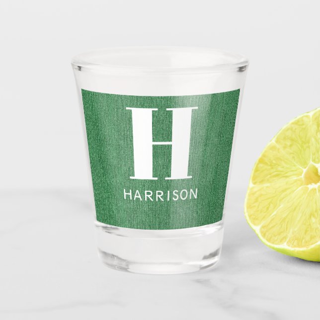 Verre A Shot Nom du monogramme Denim vert Imprimer 12oz (Devant)