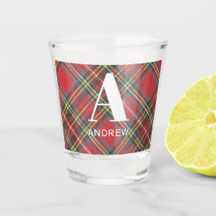 Verre A Shot Nom du monogramme, Stewart Tartan Denim Imprimer 1