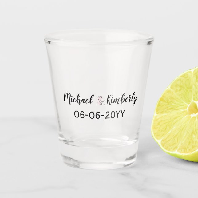 Verre A Shot Nom et date du mariage (Devant)