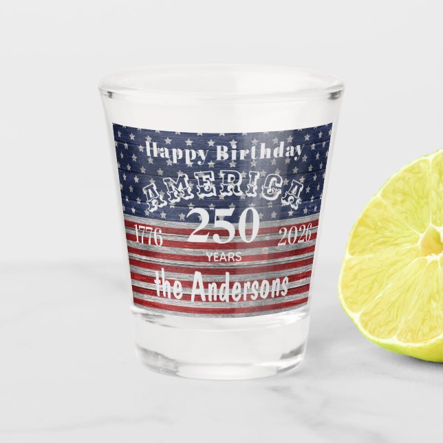 Verre A Shot Nom || Joyeux Anniversaire Amérique 250 Ans Drapea (Devant)