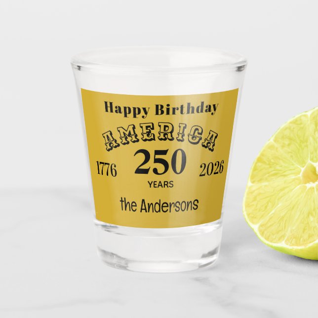 Verre A Shot Nom || Joyeux Anniversaire Amérique 250 Ans Or (Devant)