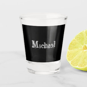 Verre A Shot Nom monogramme moderne minimaliste noir blanc