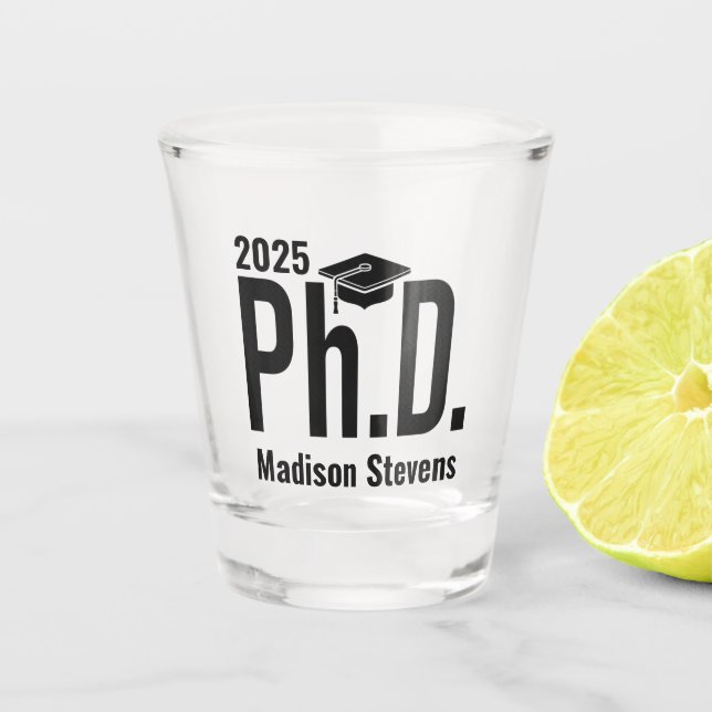 Verre A Shot Nom personnalisé & année Ph.D. (Devant)