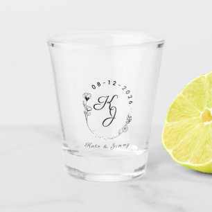 Verre A Shot Nom personnalisé avec monogramme & Date Élégant Ma