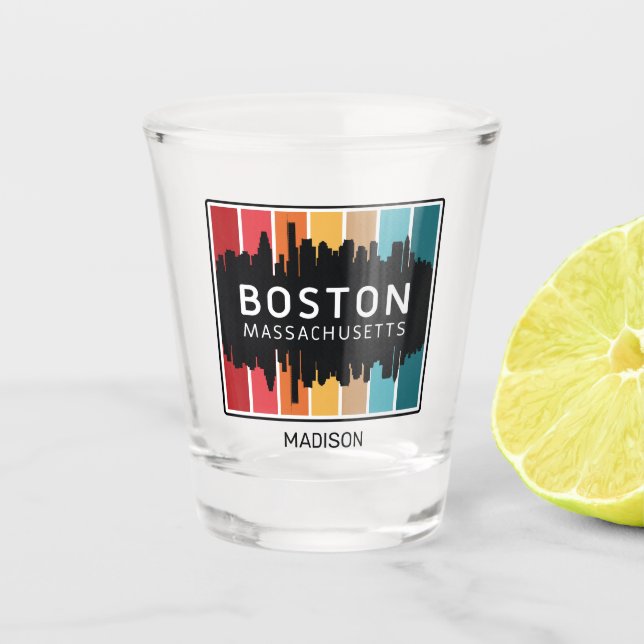 Verre A Shot Nom personnalisé Boston Massachusetts (Devant)