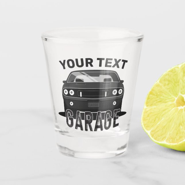 Verre A Shot Nom personnalisé Classic Muscle Garage Retro (Devant)