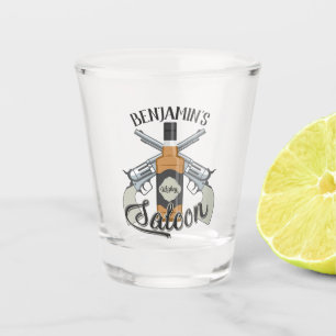 Verre A Shot Nom personnalisé Cowboy Revolver Gun Whiskey Saloo