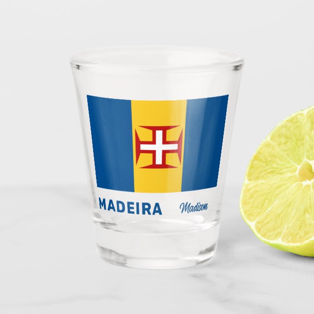 Verre A Shot Nom personnalisé Drapeau Madeira (Devant)