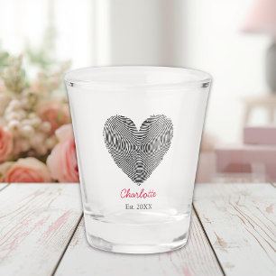 Verre A Shot Nom personnalisé Empreinte digitale de cœur Minima