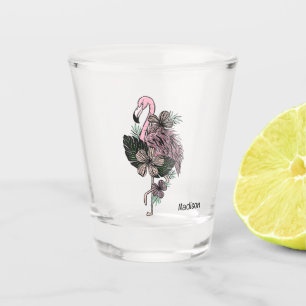 Verre A Shot Nom personnalisé Flamant rose rose