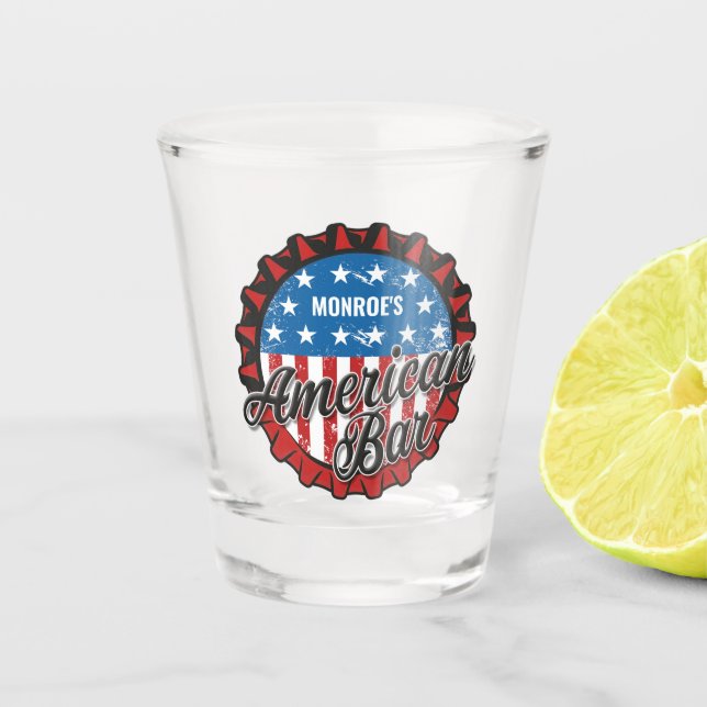 Verre A Shot NOM Personnalisé Patriotic USA Drapeau American Ba (Devant)