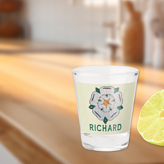 Verre A Shot Nom, Yorkshire Quilled Rose blanche, (Créateur téléchargé)