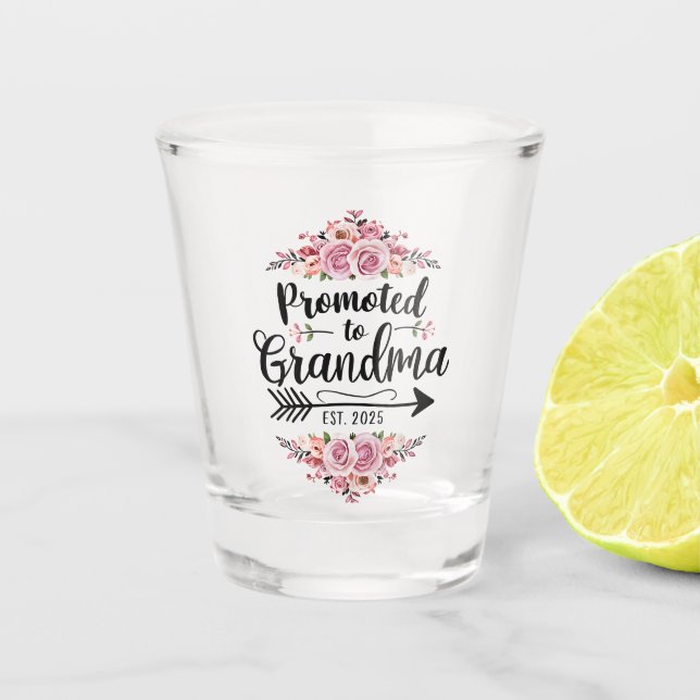 Verre A Shot Nommée Grand-mère 2025 Annonce de grossesse (Devant)