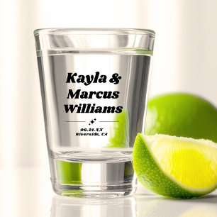 Verre A Shot Noms de mariage rétro cool moderne Faveur de fête