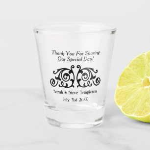Verre A Shot Noms et date de faveur de Merci de mariage