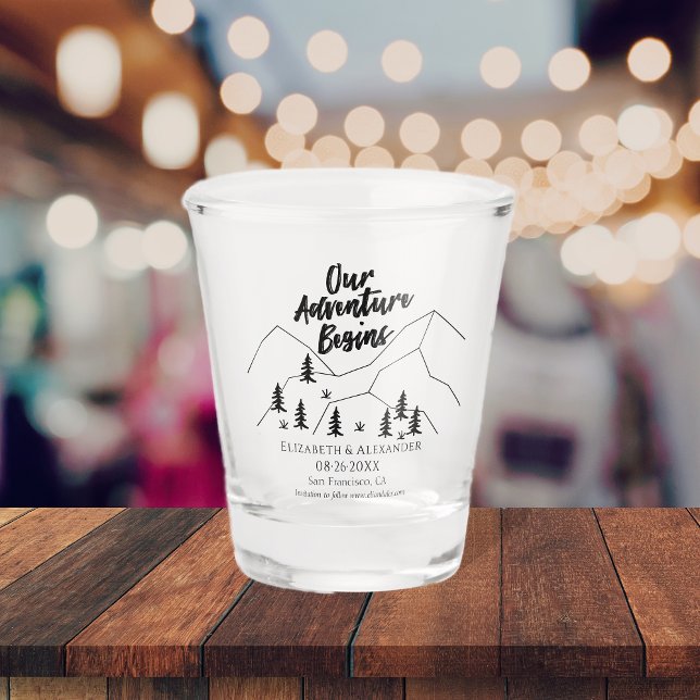 Verre A Shot Notre Aventure Commence Le Mariage Forestier Écono (Créateur téléchargé)