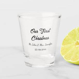 Verre A Shot Notre premier Noël, M. et Mme, nom du couple date