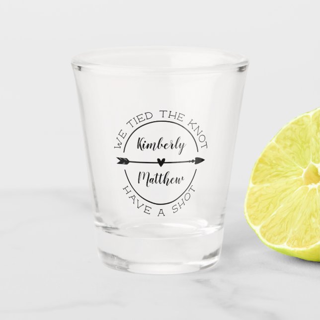 Verre A Shot Nous avons mis le noeud charmant Mariage de la flè (Devant)