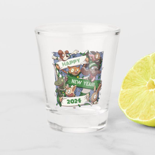 Verre A Shot Nouvel An Drôle Animaux Vans Scarf Cartoon (Devant)