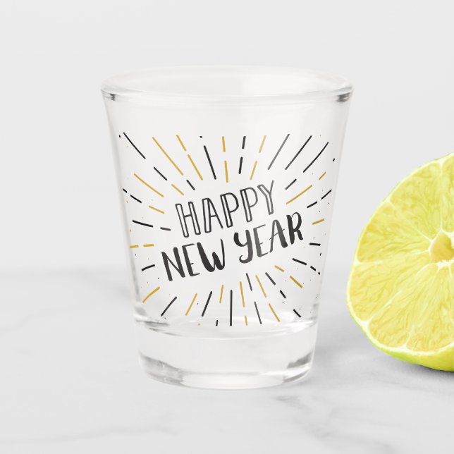 Verre A Shot Nouvel An L'art éclate Graphique Joyeux Nouvel An  (Devant)