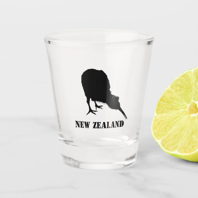 Verre A Shot Nouvelle-Zélande & Kiwi Bird Sillhouette / Aotearo (Devant)