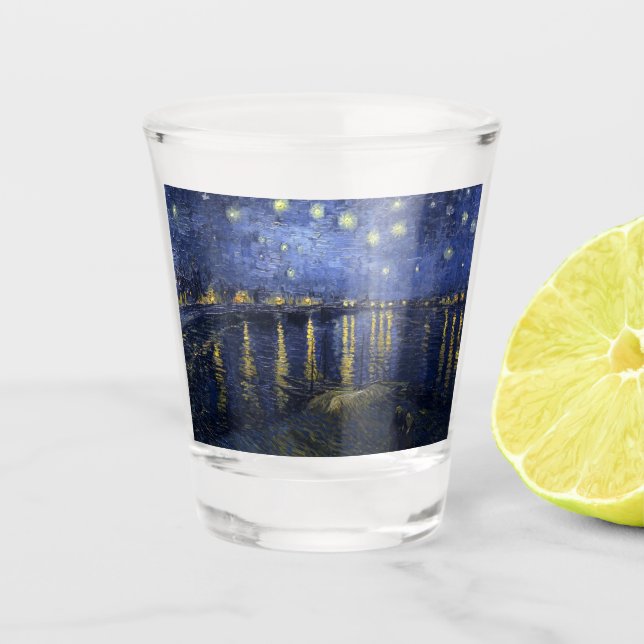 Verre A Shot Nuit étoilée sur le Rhône (Devant)