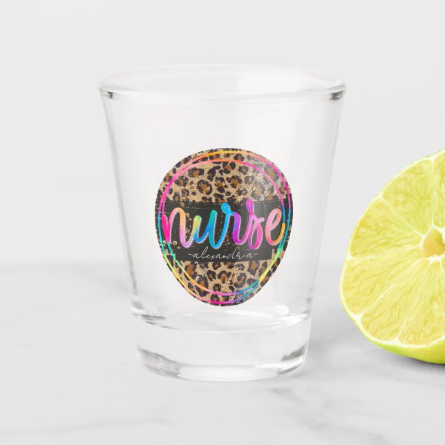 Verre A Shot "Nurse - Love, Inspire, Heal" en couleur arc-en-ci (Devant)
