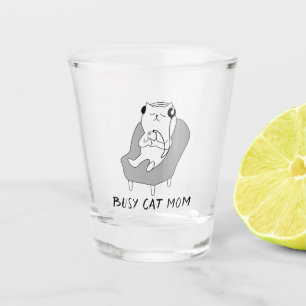 Verre A Shot Occupé maman de chat