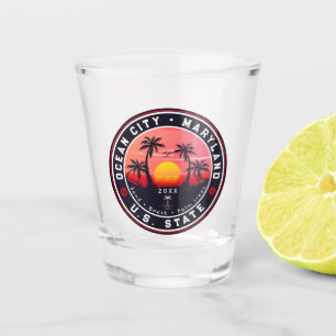 Verre A Shot Ocean City Maryland Retro Sunset Souvenirs 80s