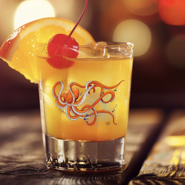 Verre A Shot Octopus Orange Mandala bleu (Créateur téléchargé)