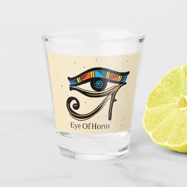 Verre A Shot OEil de Horus sur papyrus, hiéroglyphes égyptiens (Devant)