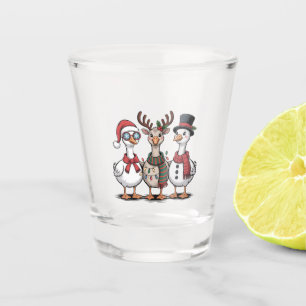 Verre A Shot Oie portant un chapeau de Père Noël Amoureux de l'