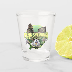 Verre A Shot Oiseau et fleur d'état de la Pennsylvanie