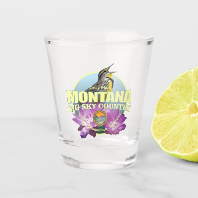 Verre A Shot Oiseaux et fleurs de l'état du Montana (Devant)