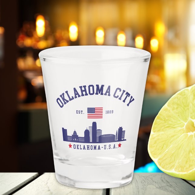Verre A Shot Oklahoma City Flag & Skyline  (Créateur téléchargé)