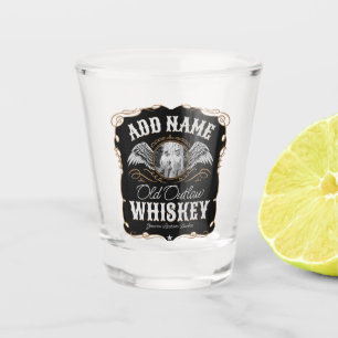 Verre A Shot Old Moonshine Whiskey Étiquette AJOUTER PHOTO Nom 