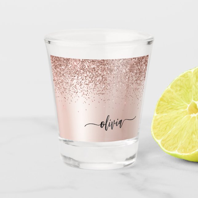 Verre A Shot Or rose - rose poudré métallisé monogramme (Devant)