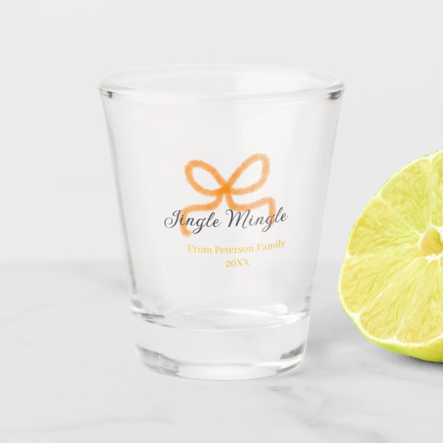 Verre A Shot Orange bow jingle Mingle retro boho family namdate (Devant)
