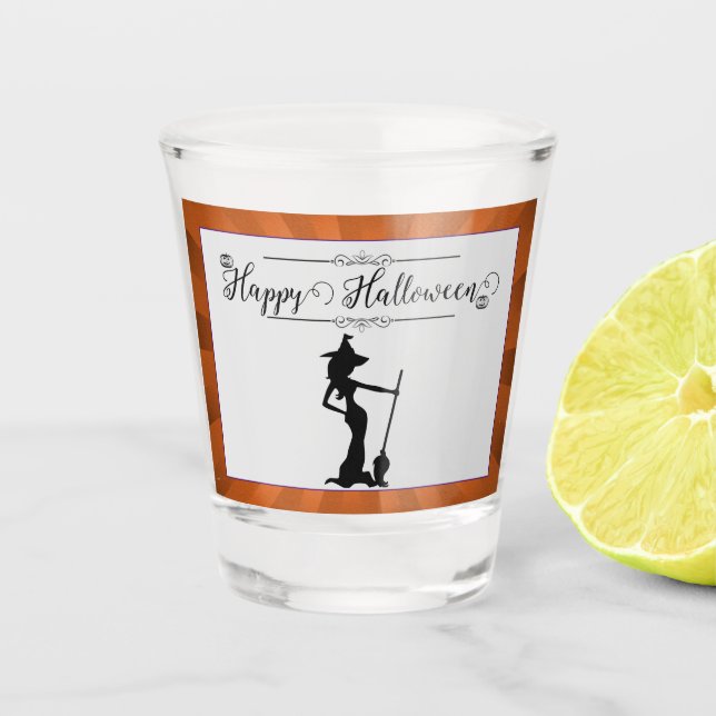 Verre A Shot Orange Starburst Witch Halloween (Devant)