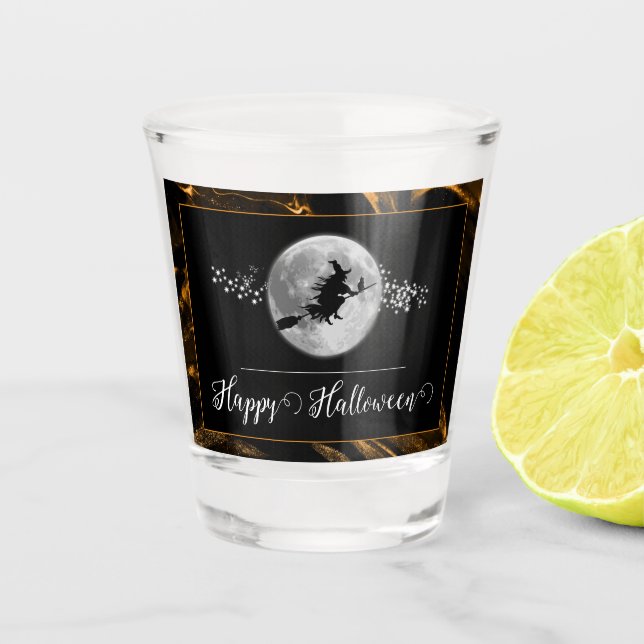 Verre A Shot Orange Witch Silhouette Halloween (Devant)