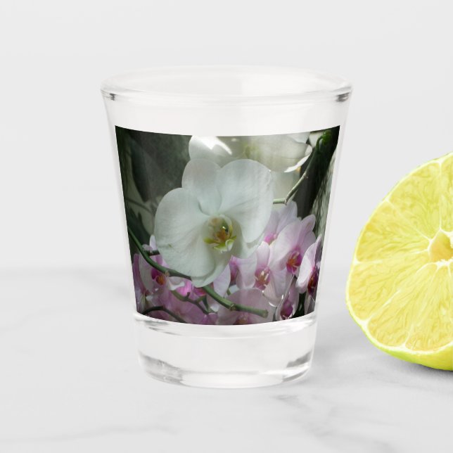 Verre A Shot Orchidées blanches et violettes (Devant)