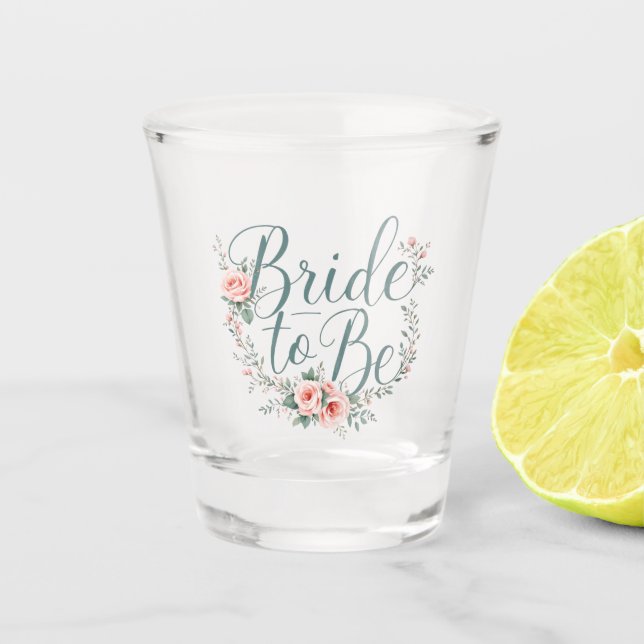 Verre A Shot Oreiller Fleurs Roses Rose Pâle Mariée à Venir (Devant)