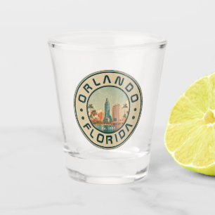Verre A Shot Orlando Florida Vintage Hauts bâtiments Palm 1960