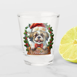 Verre A Shot Ornement de Noël du chien mignon - Joyeux Noël"