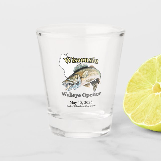 Verre A Shot Ouvreur de walleye du Wisconsin sur mesure (Devant)