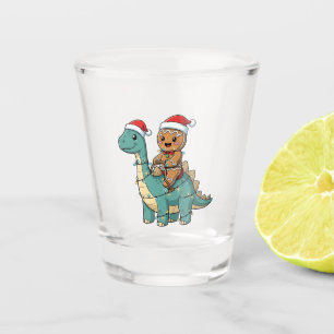 Verre A Shot Pain d'épices montant un dinosaure Santa Noël